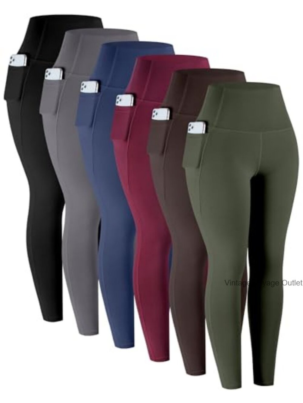 Women's High Waisted Leggings 6 Pack Soft Tummy Control Yoga Pants with Pockets
